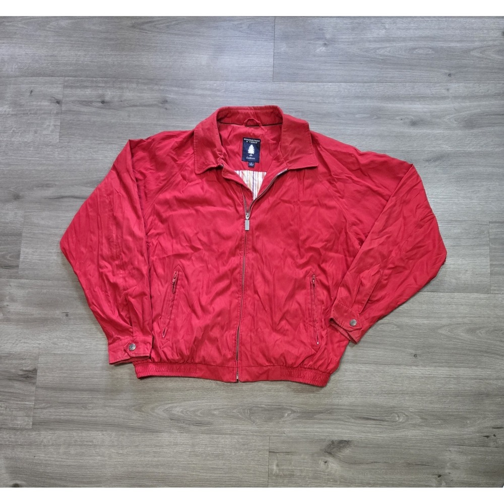 Roundtree & Yorke Bomber Golf Jacket Men's Large Red Full Zip Harrington Lined